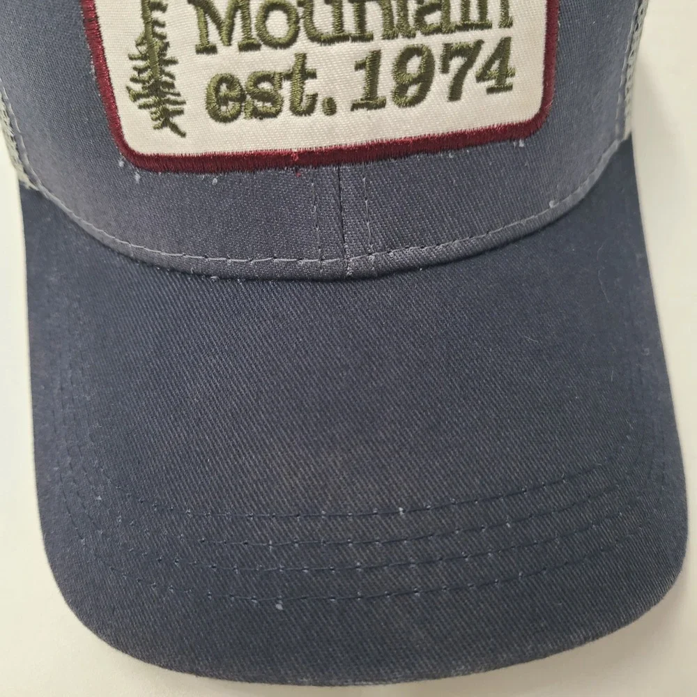 Marmot Moutain Hat Snapback Trucker Mesh Blue Gray Est 1974 Patch Hiking Men